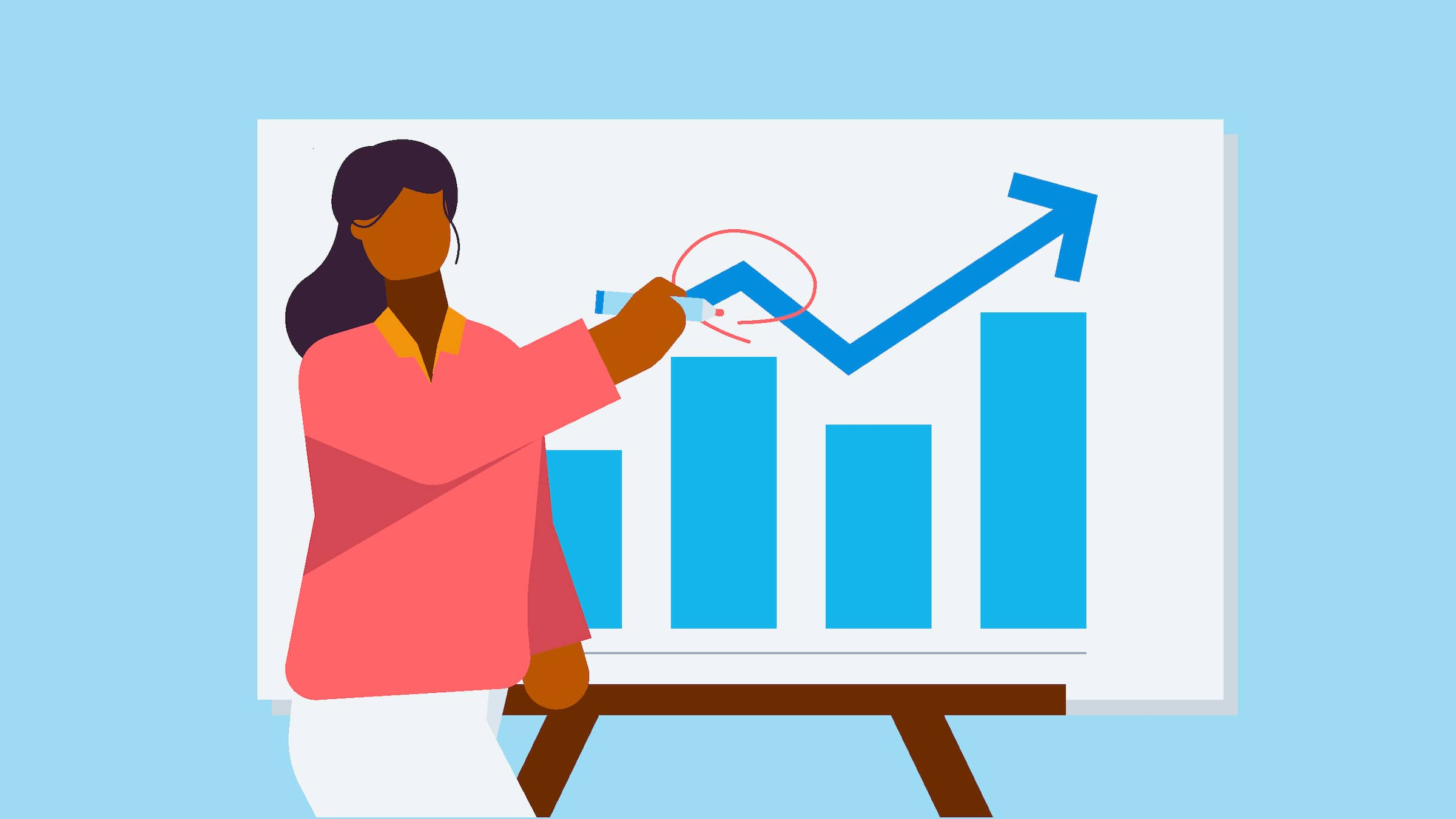 A person circling data on a graph.